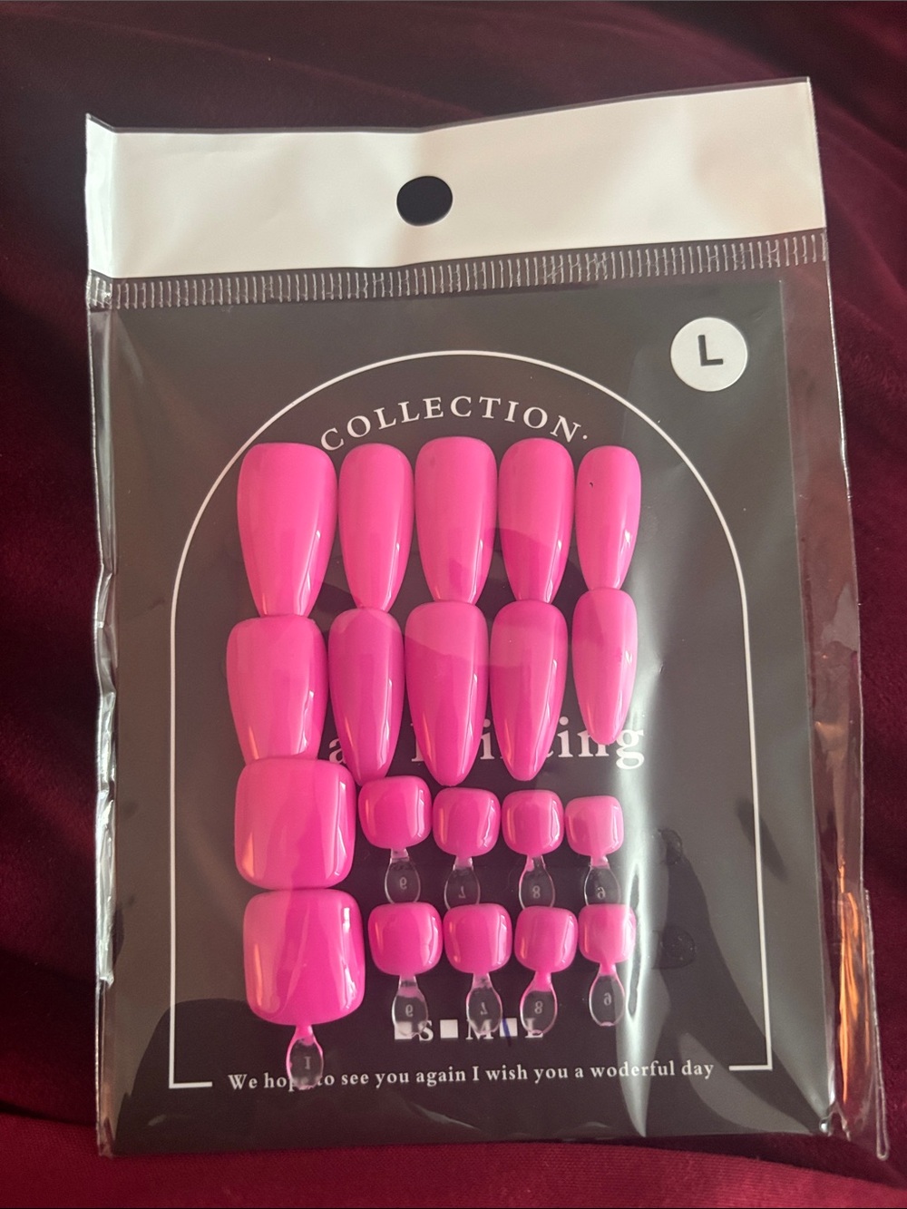 Collection B Hot Pink Press-On Nail Set, Size L